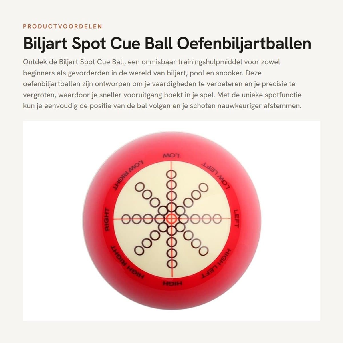Dailygoods - Biljart Spot Cue Ball - Oefenbiljartballen - Perfect voor training - Cueball - Ideaal voor pool en snooker - Geschikt voor alle niveaus