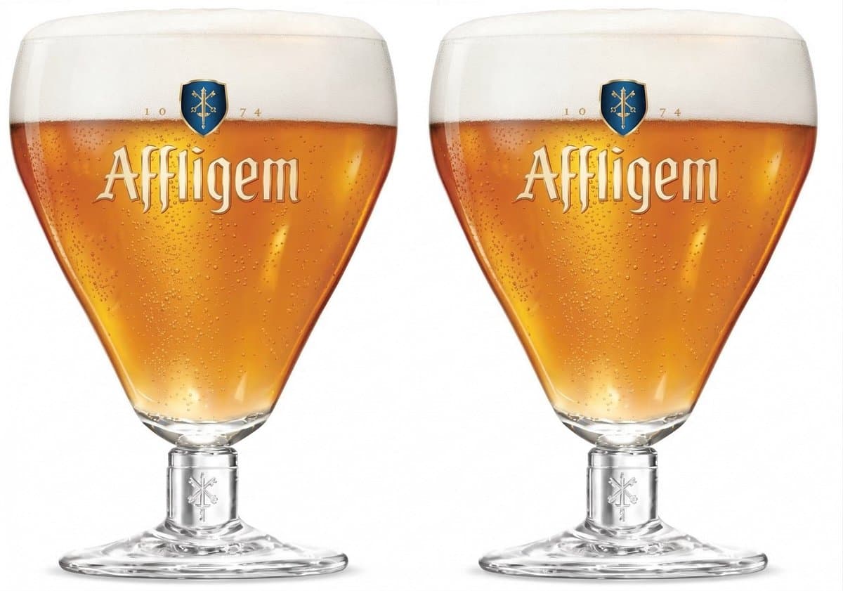Affligem Bierglazen - 300 ml - Set van 2 - Bierglas voor koud drinken - Ideaal voor gezellige momenten - Vaatwasserbestendig - Glas - 140 mm hoog - Glaswerk - Bierglazen