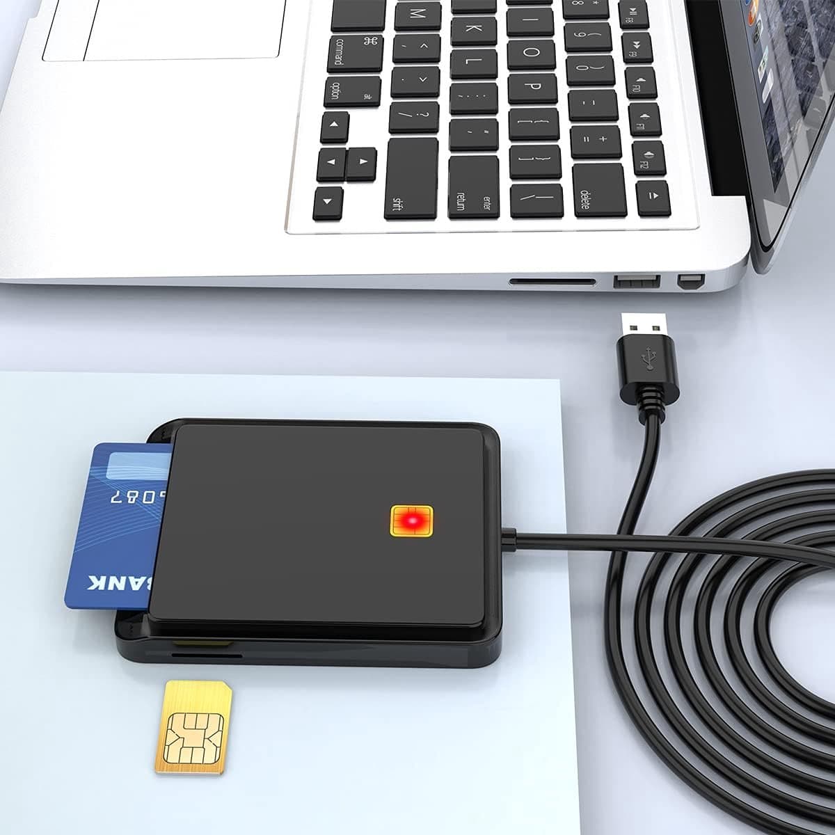 Thijox - Belgische Identiteitskaartlezer USB Smart Card Reader - Plug and Play - Ondersteunt Digitale Handtekening - Compatibel met Windows, Mac OS, L