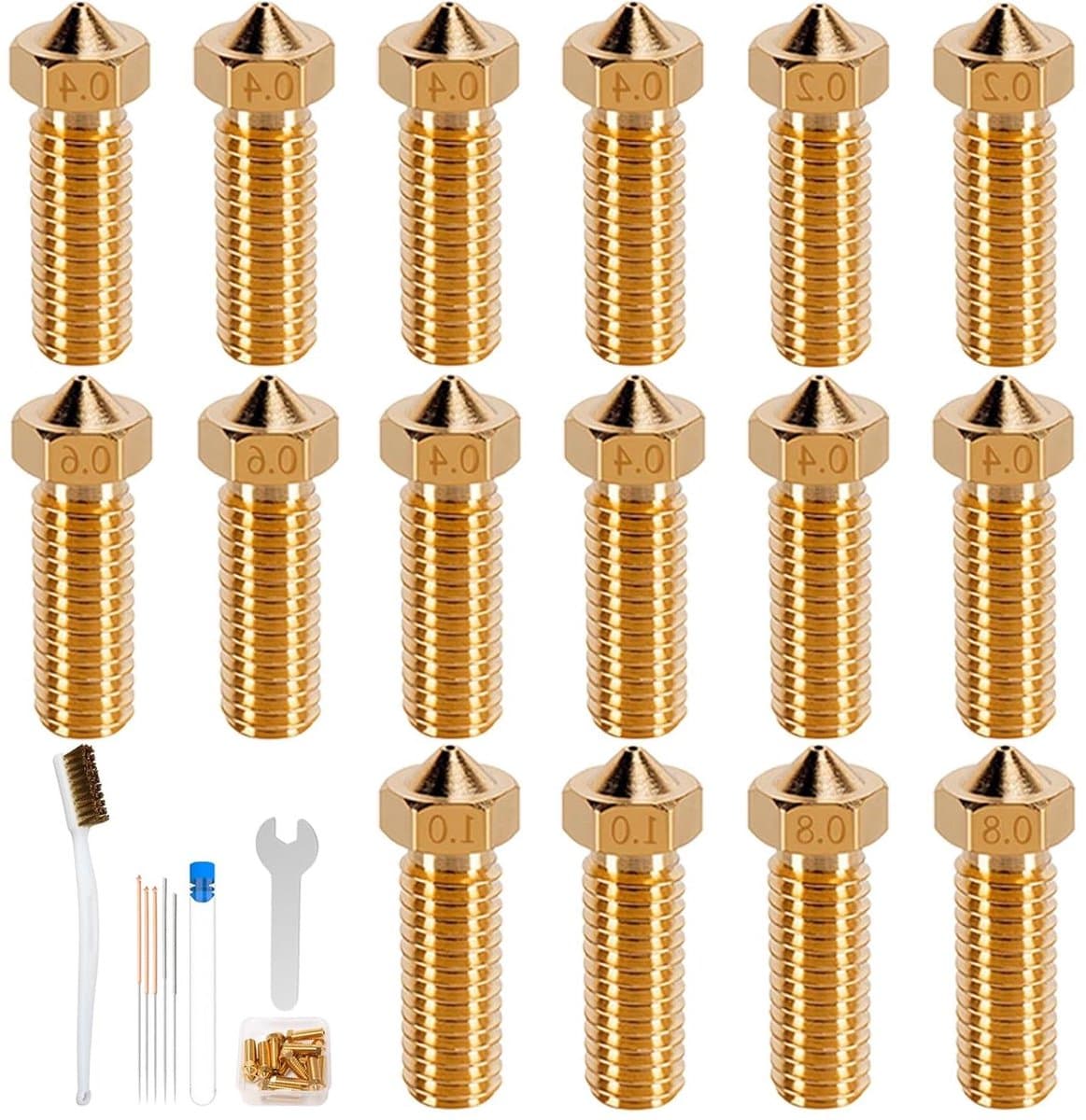 3D-printer mondstukken - Extruder onderdelen - Precisie printen - Messing materiaal - 16 stuks - Goud