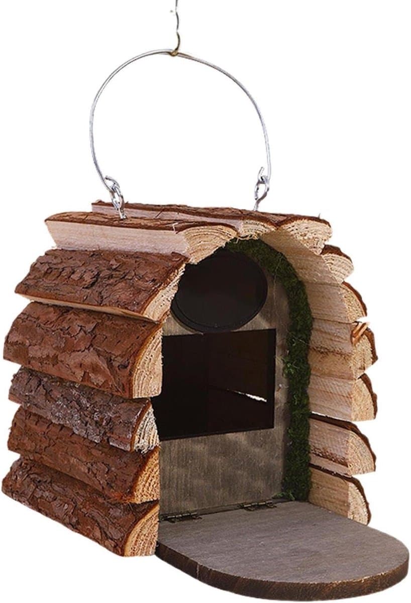 Vogelhuis Hout - Nestkast Tuin - Vogels Beschermen - Schuin Dak - 18x15x18 cm - Natuurlijk Hout