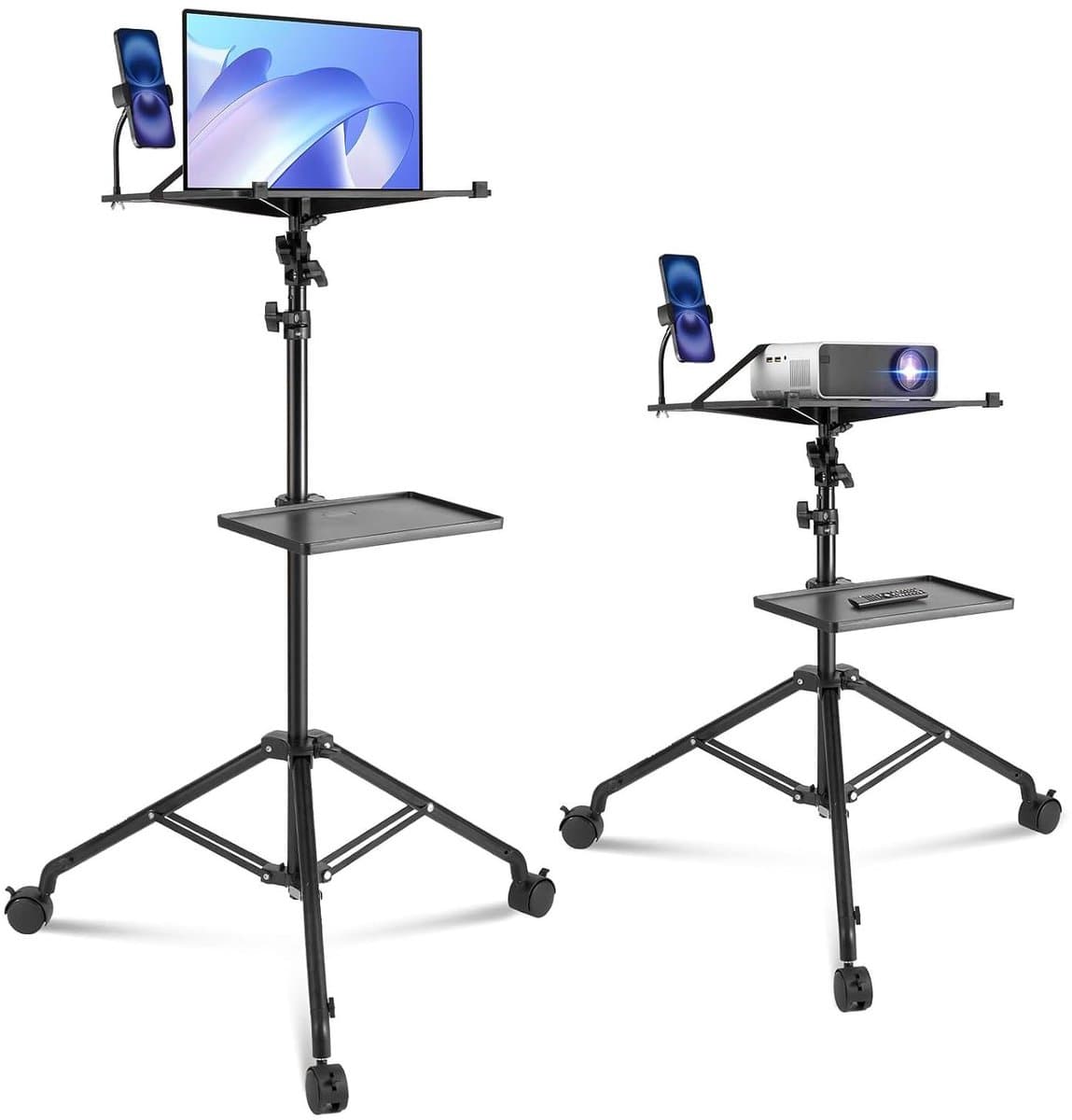 Projector Stand - Mobiel Statief - Buiten Films - Verstelbare Wieltjes - 79-171 cm Hoogte - Zwart