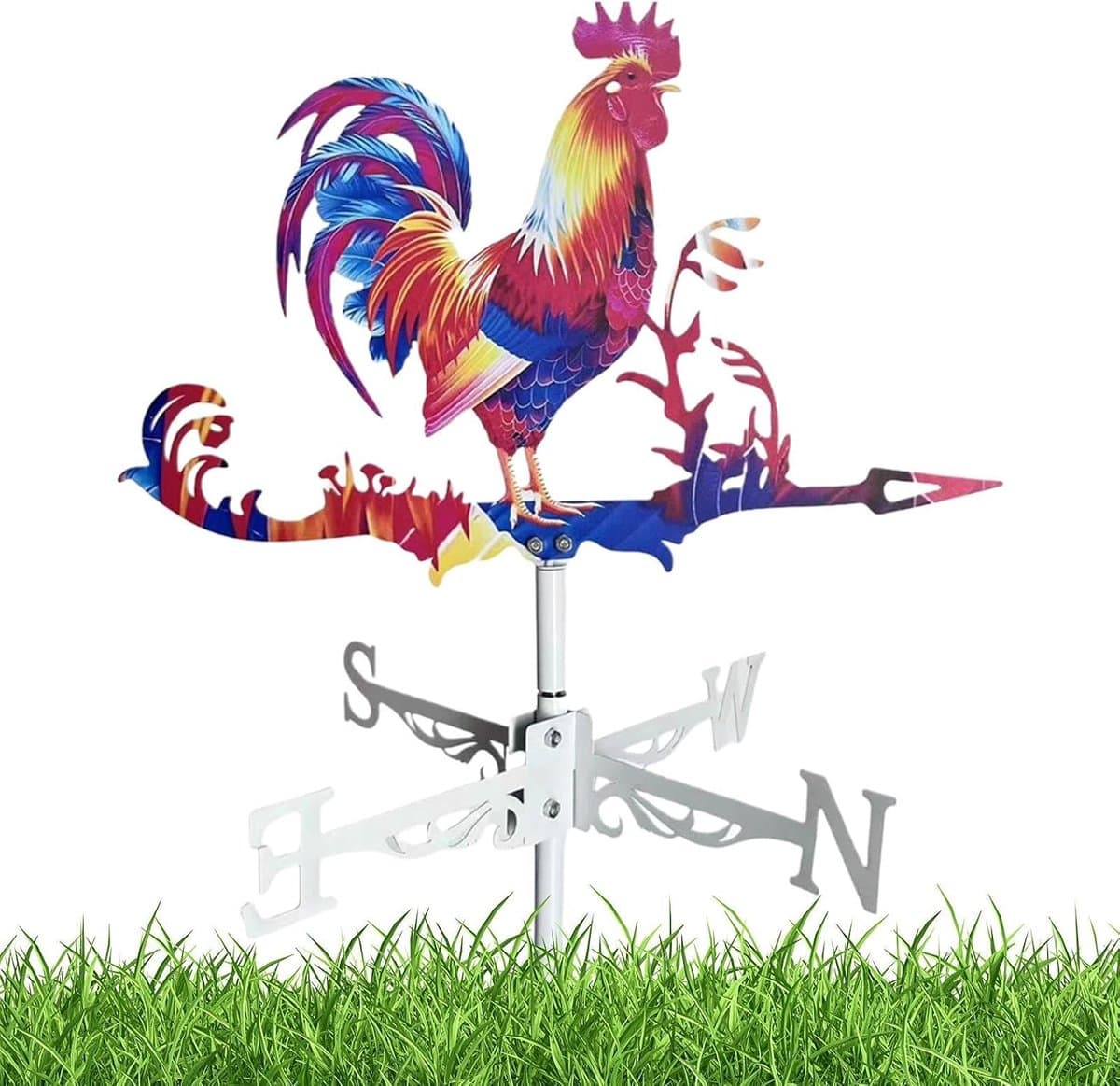 Windwijzer Kip - Windvaan Decoratie - Tuin Decoreren - Metaal UV-behandeld - 65x36 cm - Veelkleurig
