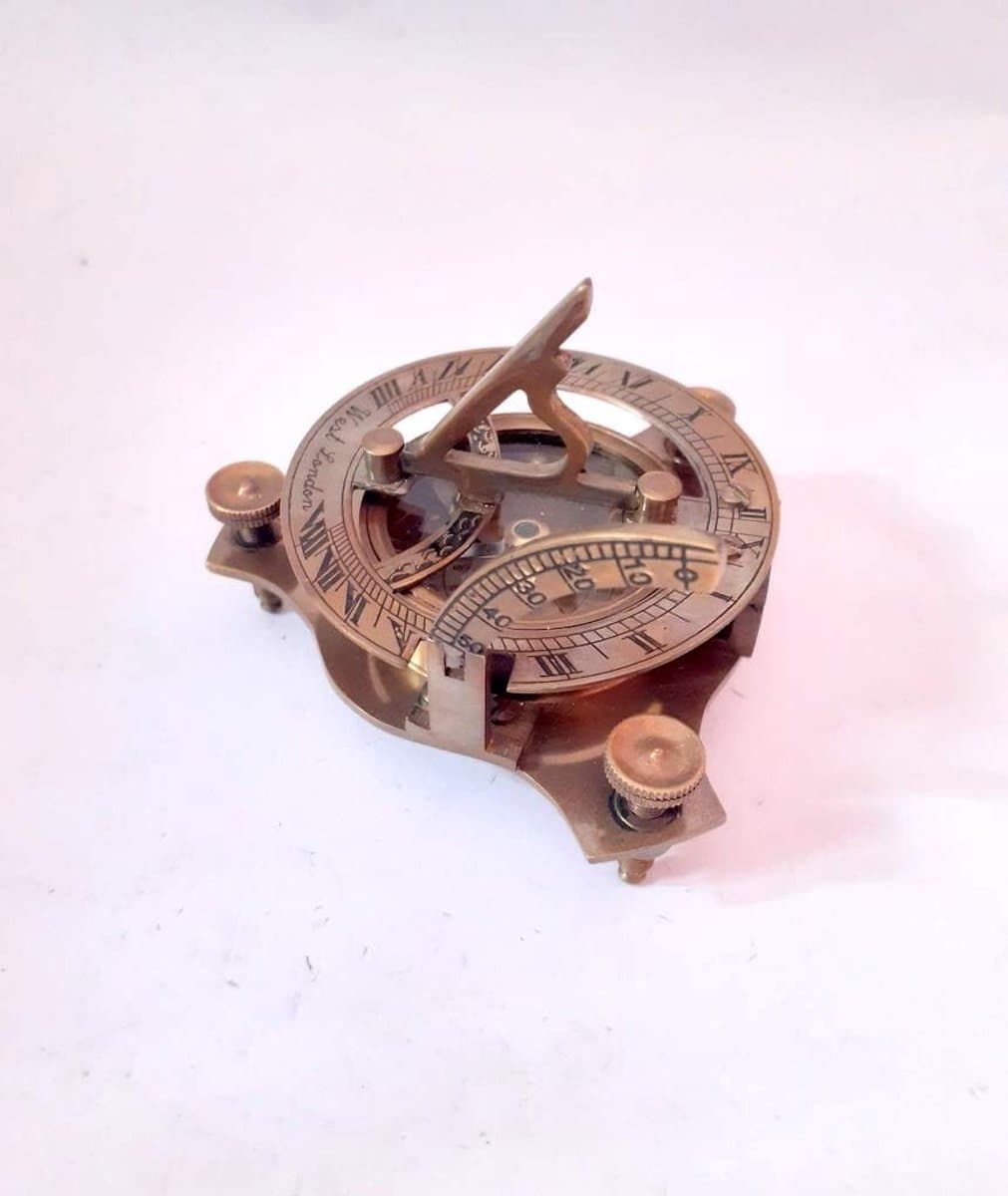 Messing Zonnewijzer Kompas - Nautisch Instrument - Tuindecoratie Buiten - Handgemaakte Reproduktie - 2 Inch - Antiek Bruin