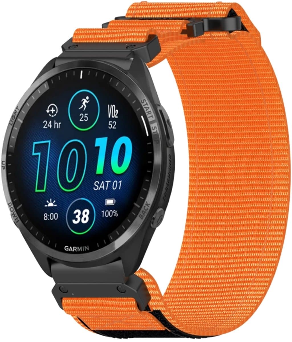 Voor Garmin Forerunner 965 22 mm nylon klittenbandsluiting horlogeband (oranje)