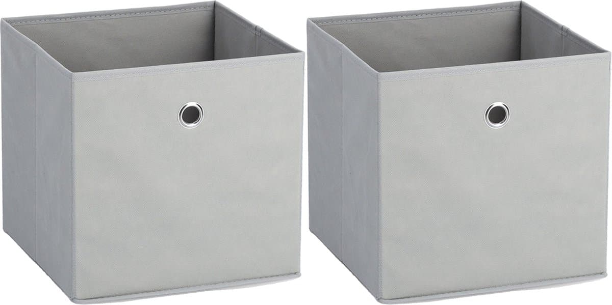 Zeller opbergmand/kastmand - 2x - 22 liter - lichtgrijs - 28 x 28 x 28 cm
