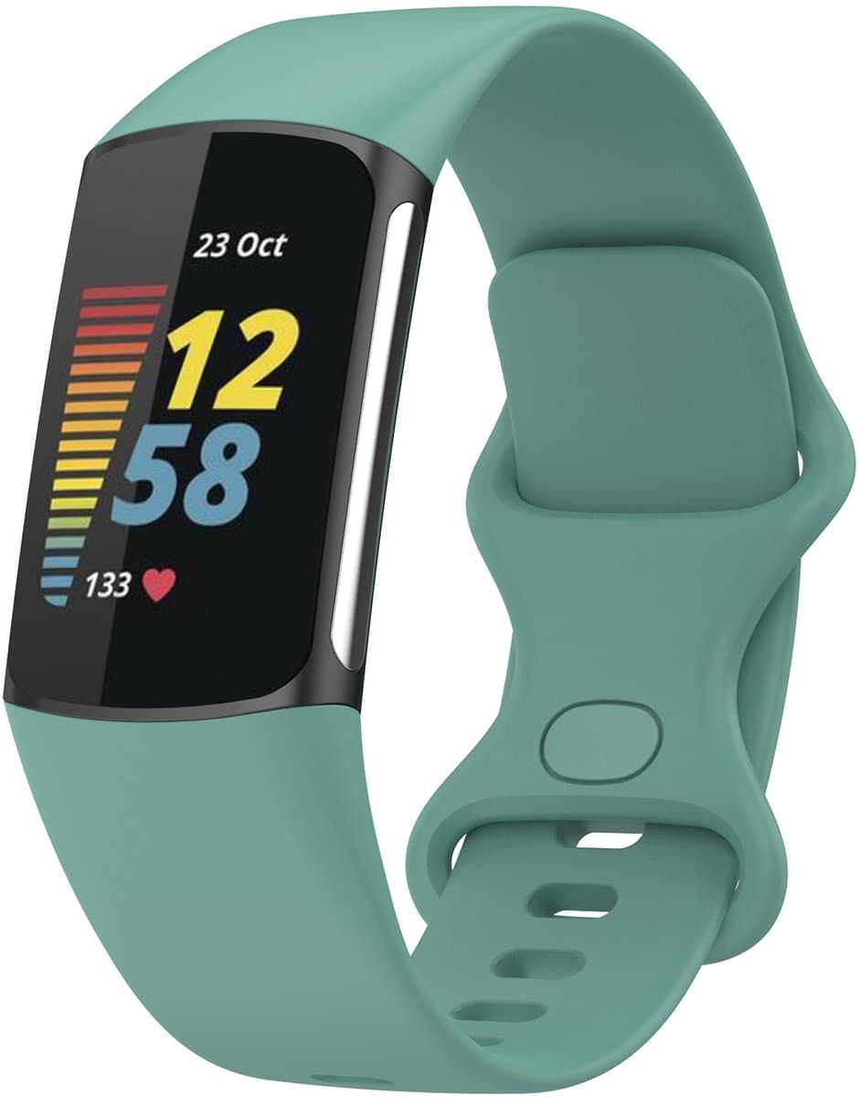 123watches sport band - dennengroen - ML - Geschikt voor Fitbit Charge 5 & 6