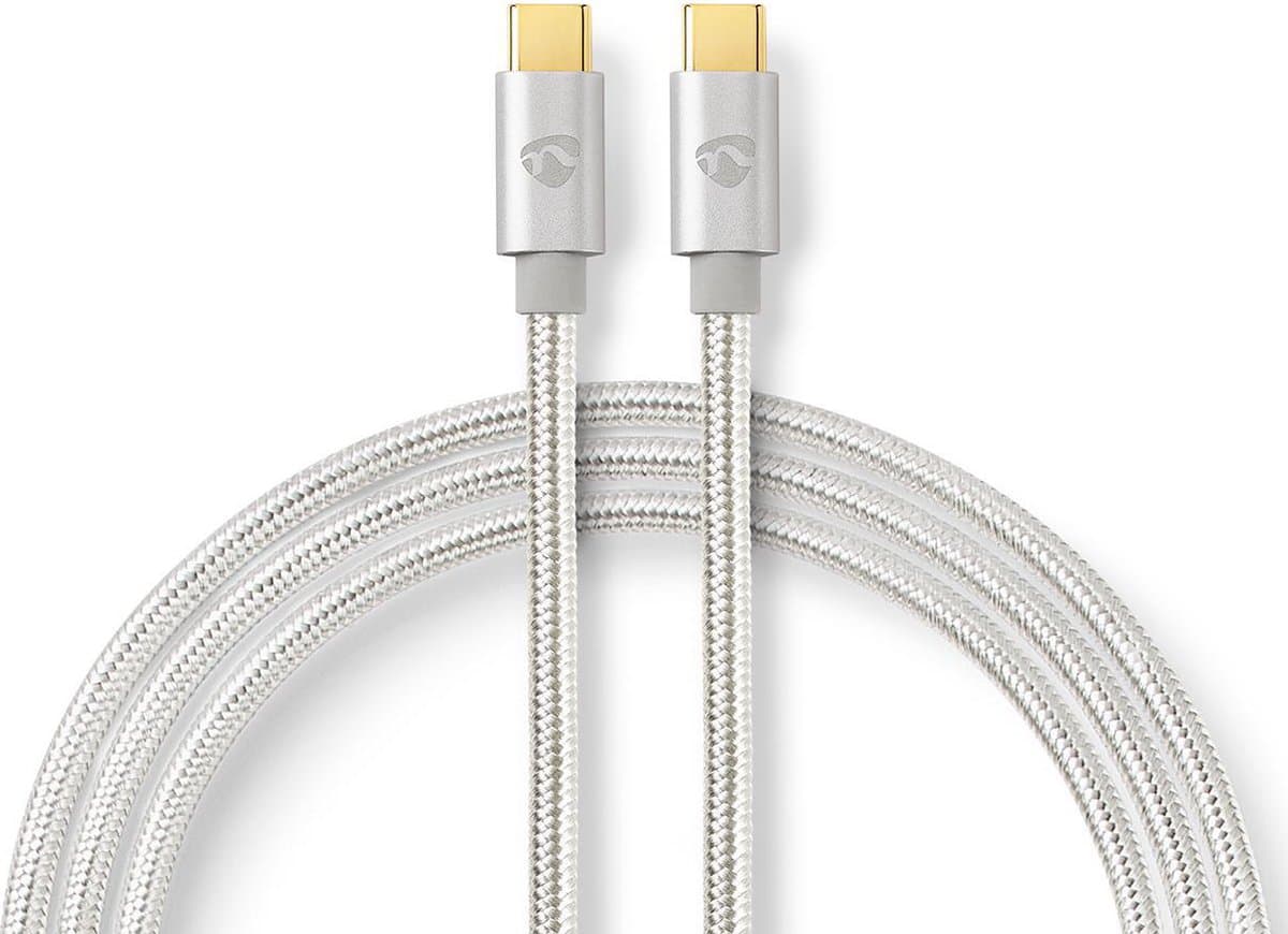 Nedis USB-Kabel - USB 3.2 Gen 2 - USB-C Male - USB-C Male - 100 W - 4K@60Hz - 10 Gbps - Verguld - 1.00 m - Rond - Gevlochten / Nylon - Aluminium - Cover Window Box