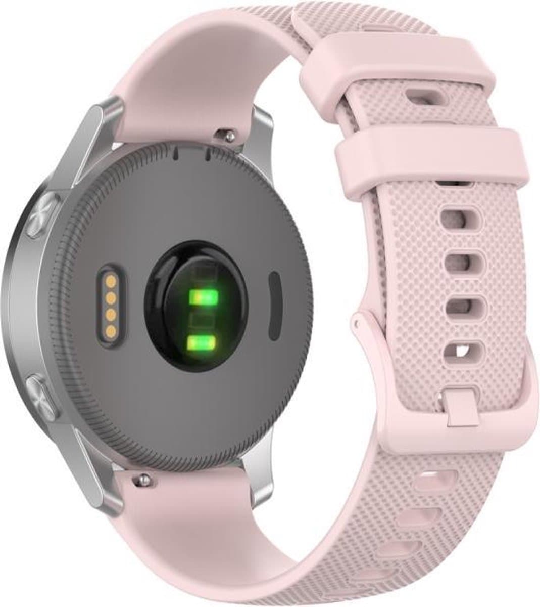 Let op type!! Voor Garmin Vivoactive 4S kleine geruite siliconen band (Rose Pink)
