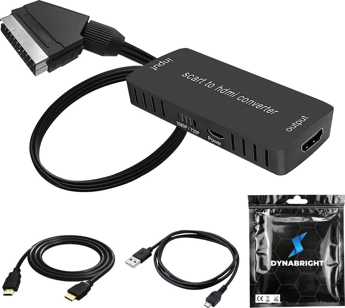 Dynabright SCART naar HDMI Adapter - SCART kabel en HDMI Kabel - Video Adapter - Scart naar HDMI Converter HD 1080p/720P