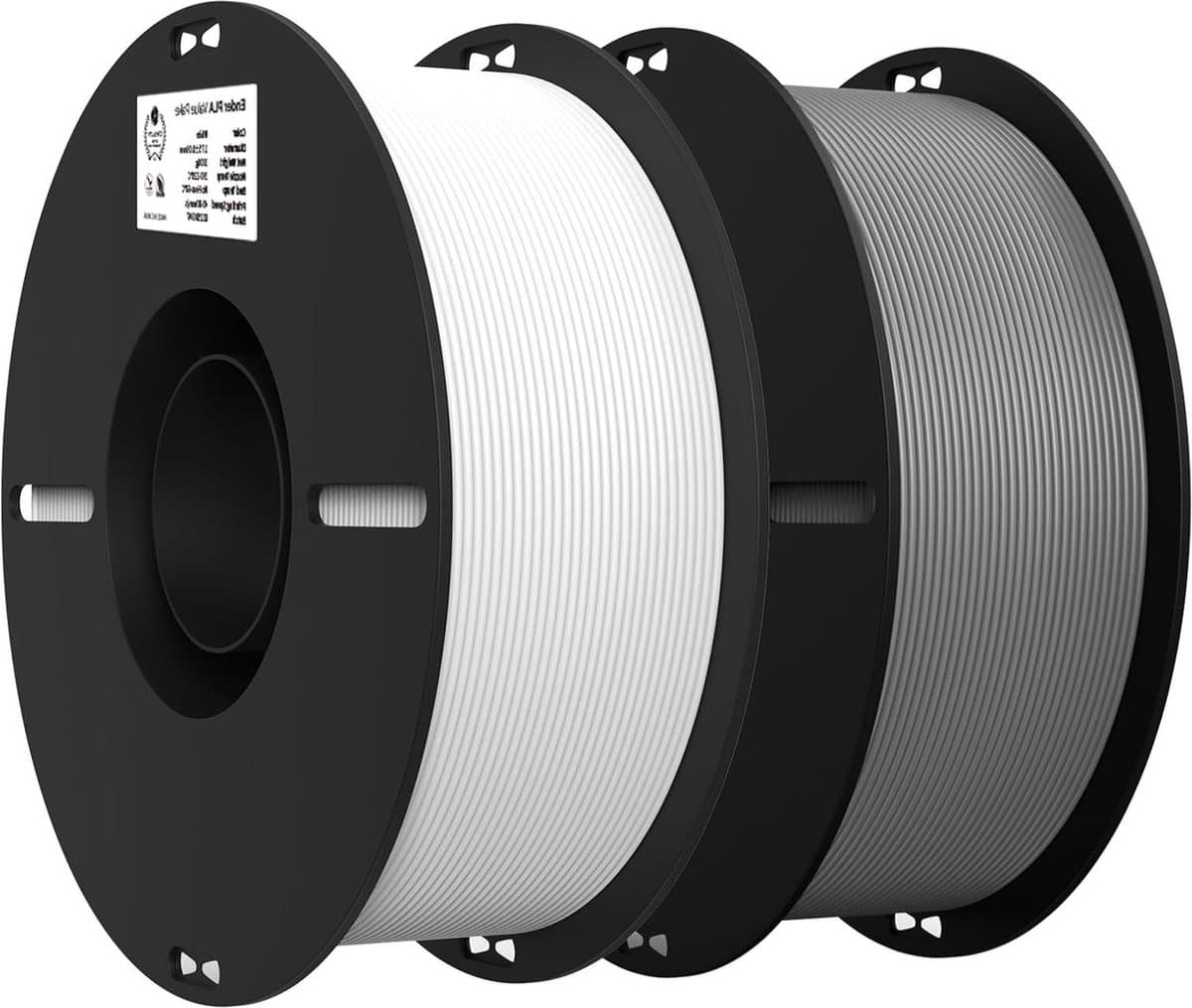 Ender 3D-printfilament 175 mm Voor 3D-printers - 2 x 1 kg spoel - Maatnauwkeurigheid +/- 003 mm - Wit en grijs - Geschikt voor de meeste FDM 3D-printers