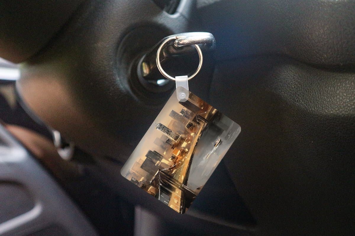 Sleutelhanger - Schilderij - Olieverf - Skyline - Stad - Water - Uitdeelcadeautjes - Plastic