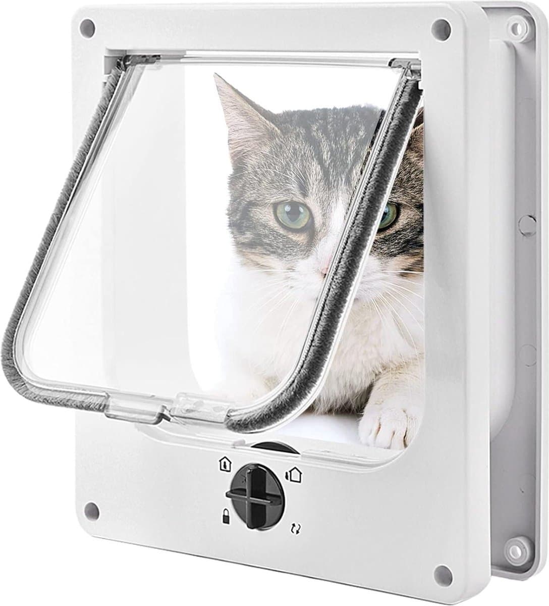 Kattenluik medium 4-voudige vergrendelingsklep weerbestendige borstel eenvoudige installatie Upvc deur houten deuren wit.