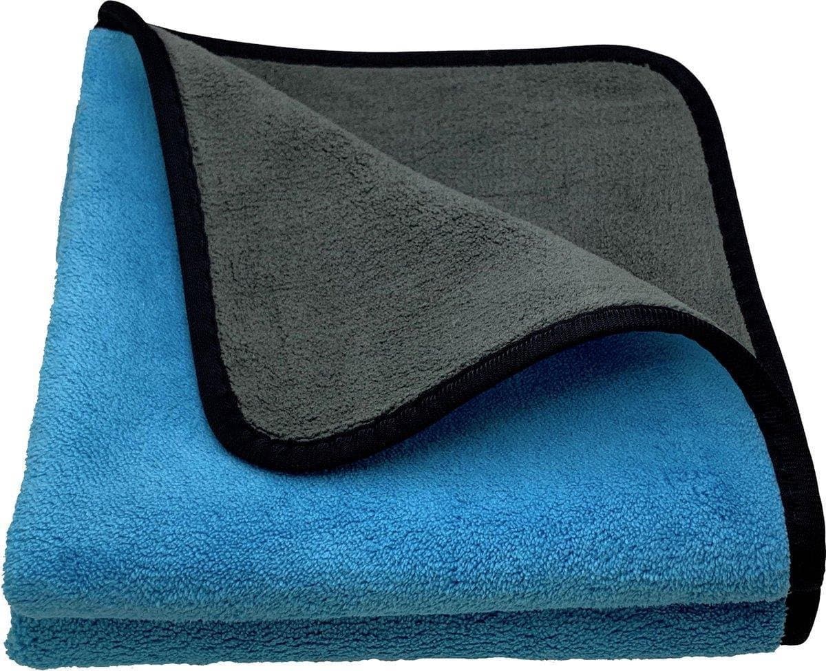 Scoby - 2 x Microvezel Doek - Auto Poetsdoek - Schoonmaakdoek - Microfiber Cloth - 40x40CM - Grijs/Blauw - 2 Stuks