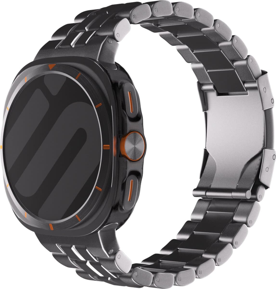 Strap-it Titanium ‘Square’ schakel band - geschikt voor Samsung Galaxy Watch Ultra / Ultra 2025 (grafiet)