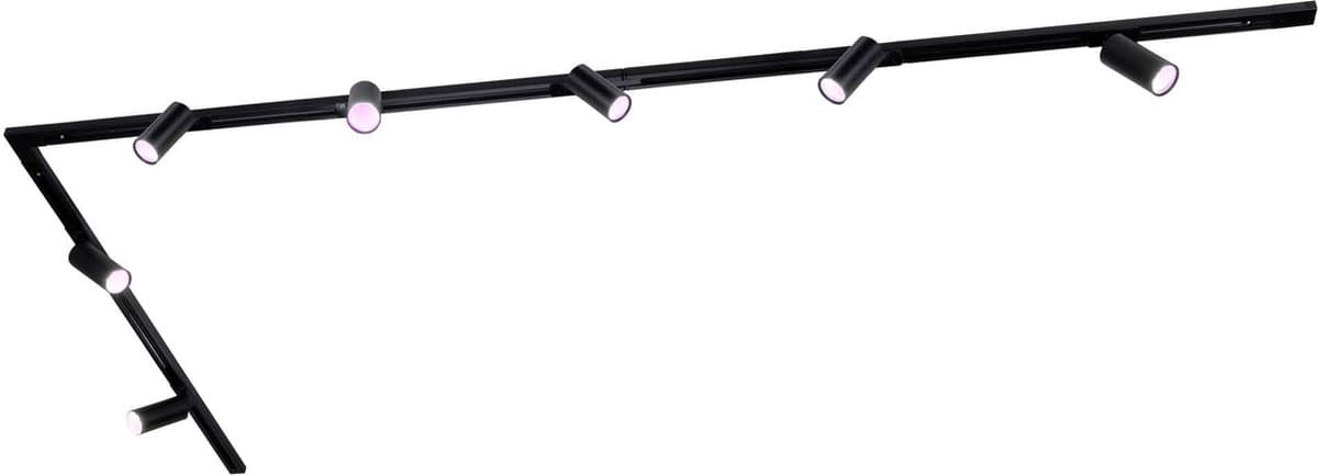 Ledvion - Smart LED Railverlichting 3M + 7 Railspots (4.9W - RGB - Zwart - Dimbaar) - 1-Fase
