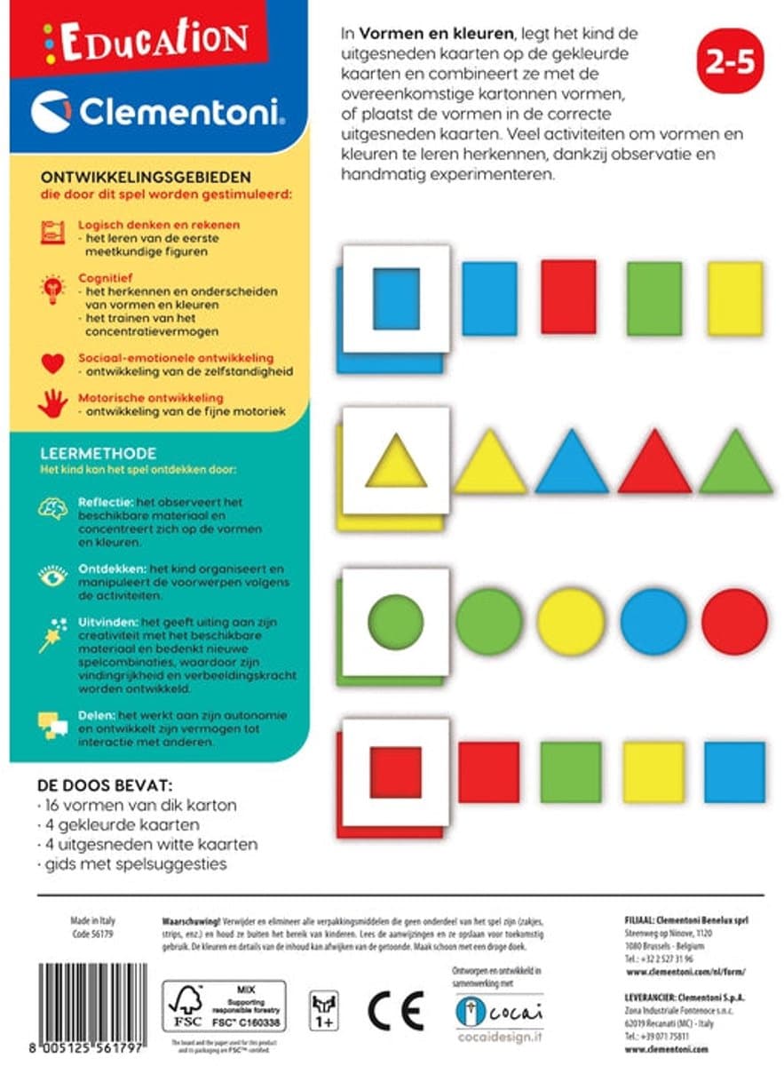 Clementoni educatief spel vormen&kleuren - 16 stuks, 27,6 x 20,3 cm