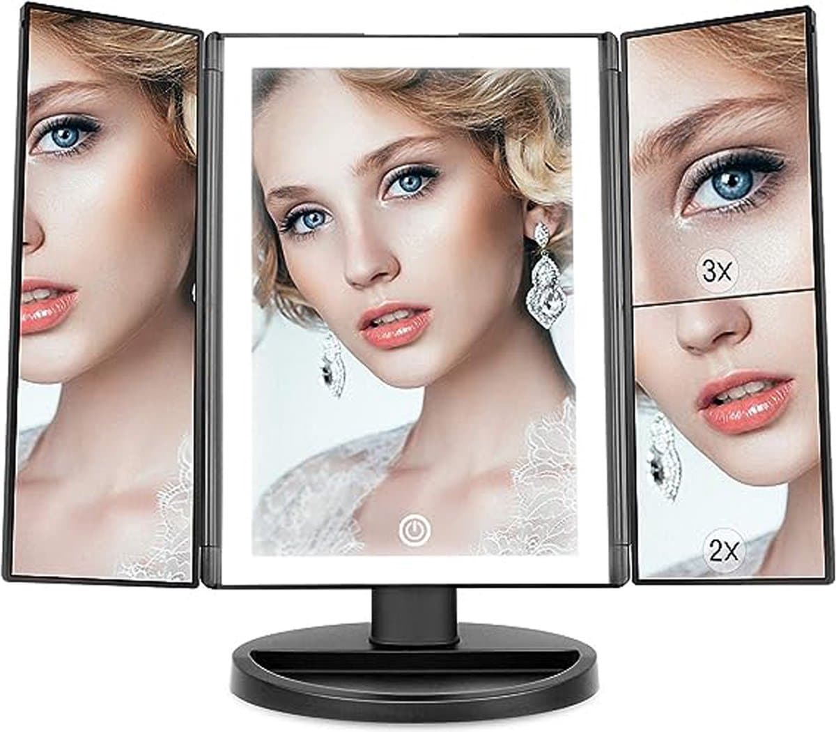 Spiegel met LED verlichting - Make-upspiegel - Zwart