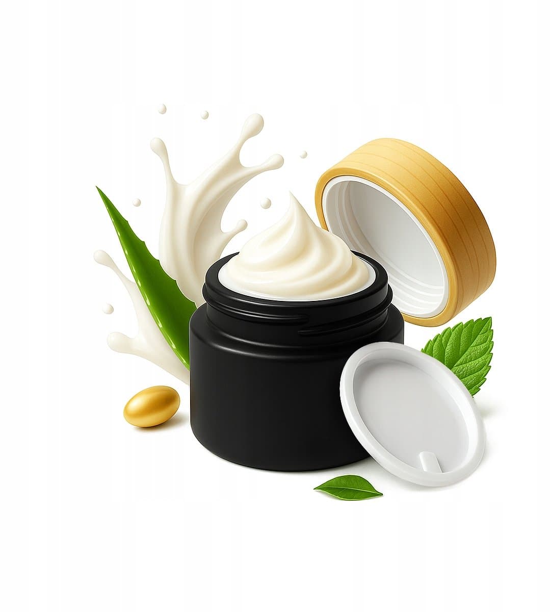 Mat Zwarte Glazen Potje 15g voor Crème, Balsam, Monsters - Houtlook Deksel