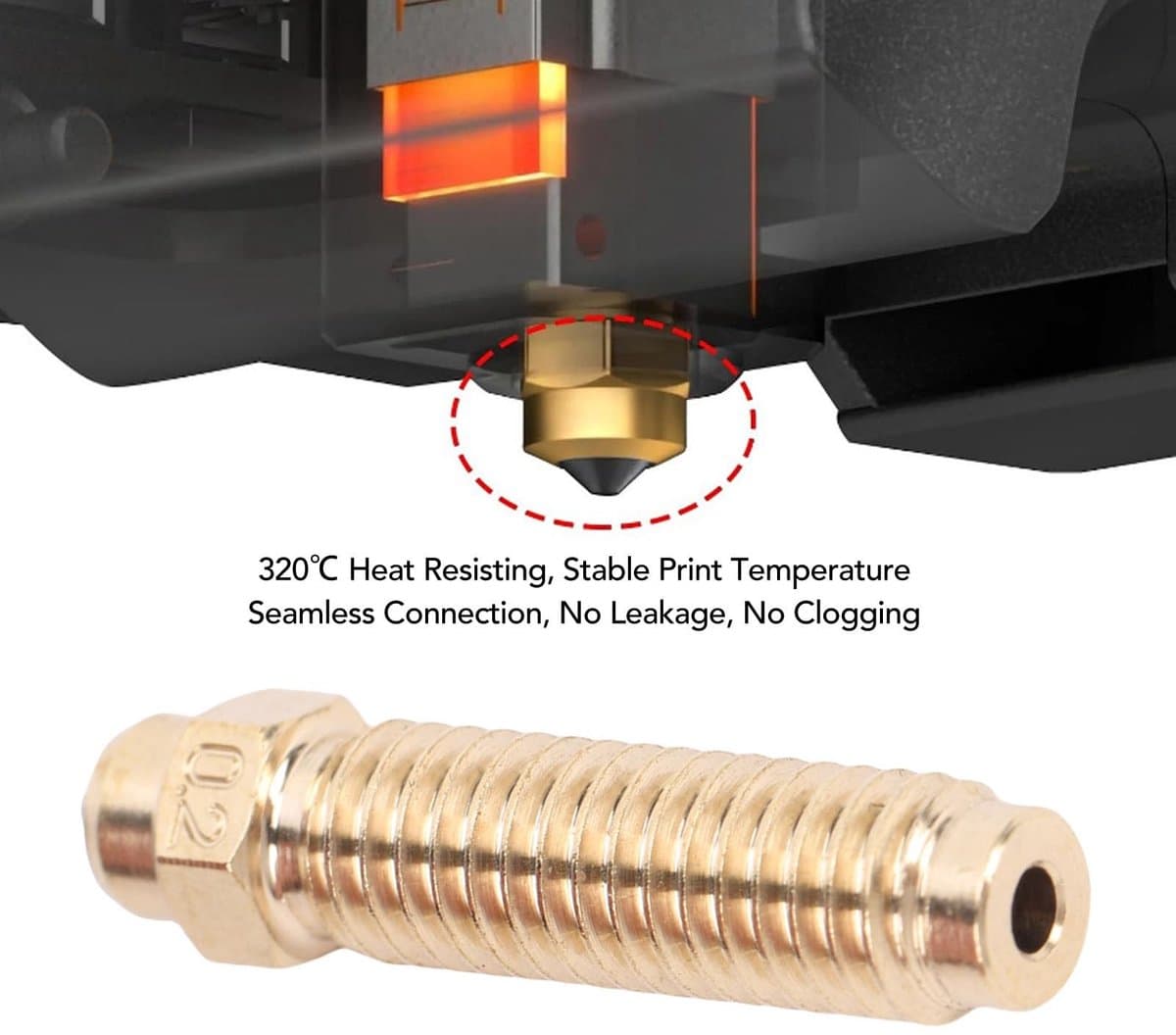 Dailygoods- Nozzles 0,2 mm - 3 Stuks - Messing/Gehard Staal - Slijtvaste - Hoge Doorstroom - Temperatuur tot 320°C - 3D-printer Mondstuk