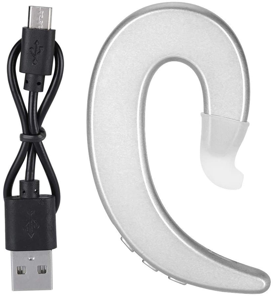 Shopcentral - Wireless Earhook Headphones - Bluetooth Hoofdtelefoon - Ergonomisch en Handsfree - Zilver - Sport en Jogging - Draadloze Oortelefoon - Ge..