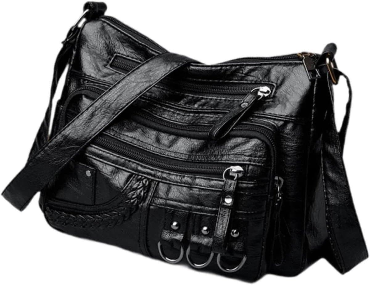 Schoudertas dames - Crossbody tas - Dagelijks gebruik - Verstelbare riem - 25x9x18cm - Zwart