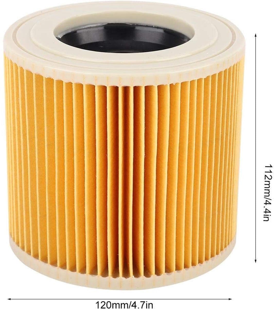 Dailygoods- Cartridge Filter - Stofzuigerfilter - Compatibel voor Kacher A2004/A2054/A2204/A2656 - Allergieën - Eenvoudige installatie - Gloednieuw 120x120x112mm