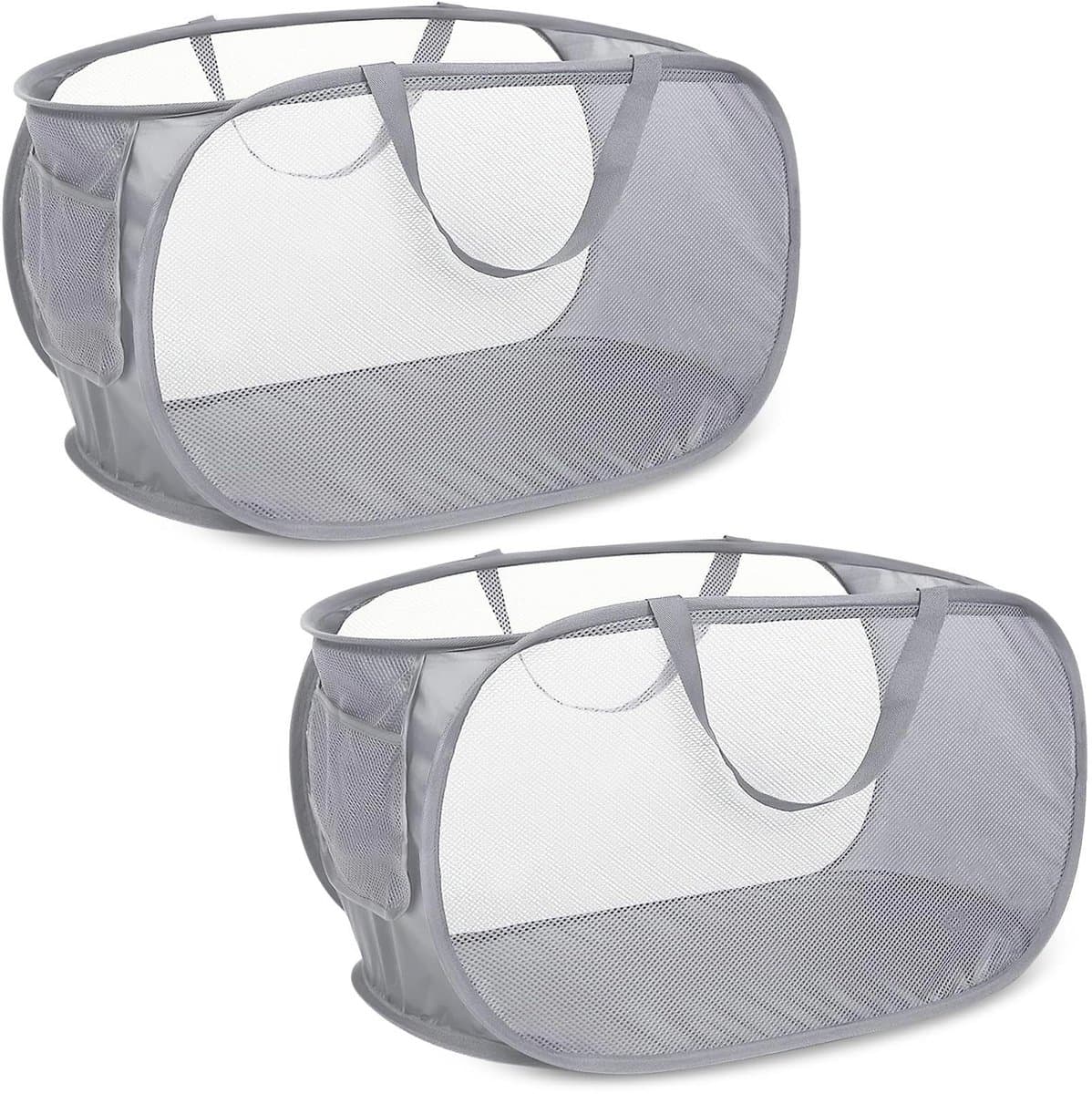 Dailygoods- Wasmand 2 Stuks - Vouwbare Wasmand - Grote Capaciteit - Mesh Wasmand - Lichtgewicht en Duurzaam - 58 x 36 x 36 cm - Wasmanden