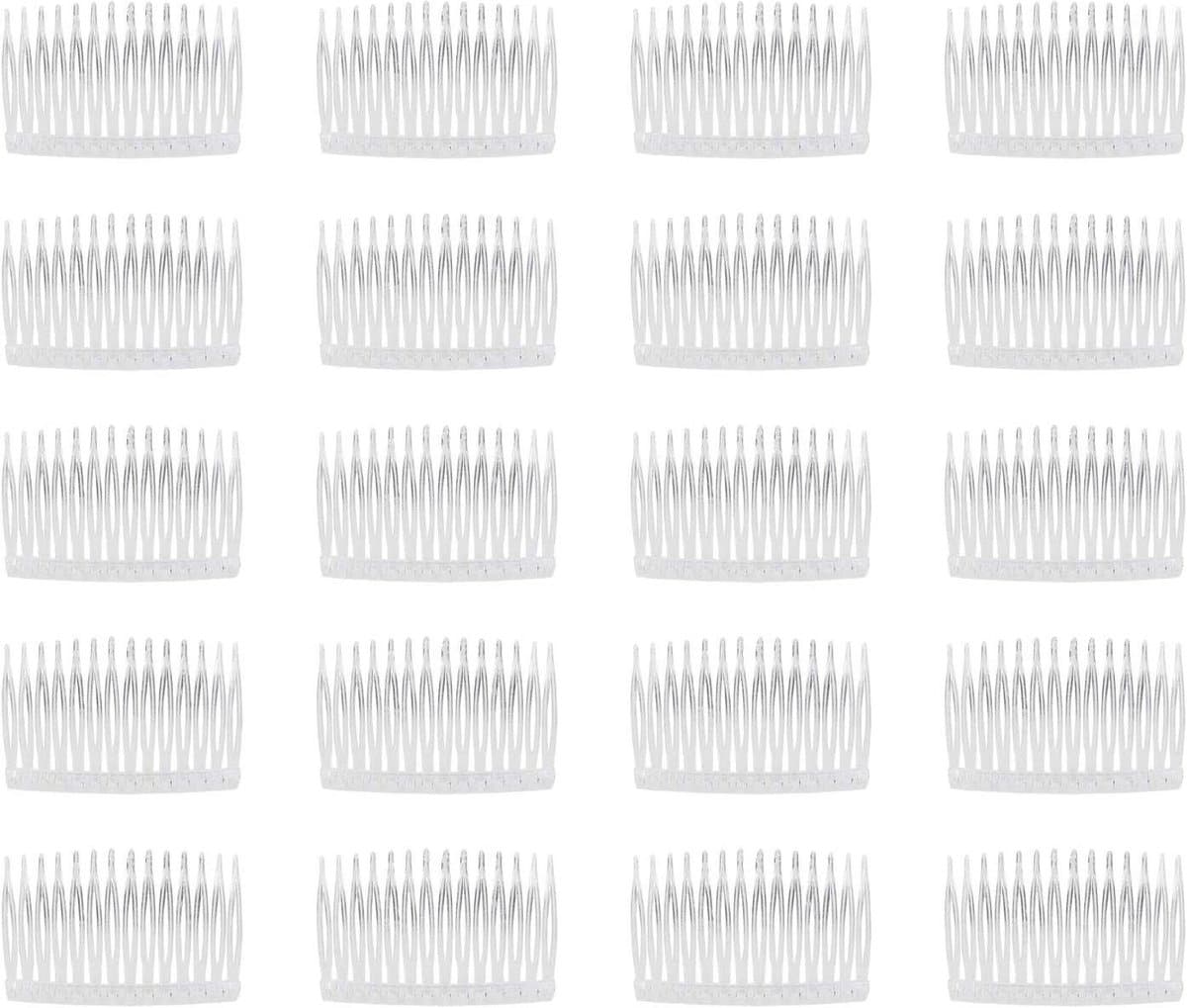 20 Pack Clear Kleine Plastic Haar Zijkam Met Lange Tanden Haarspelden Grips Haarspeldjes Klemmen Strikken Voor Vrouwen Bruids Bruiloft Sluier Decoratieve DIY Hoofddeksel Franse Twist Opsteekkorrels
