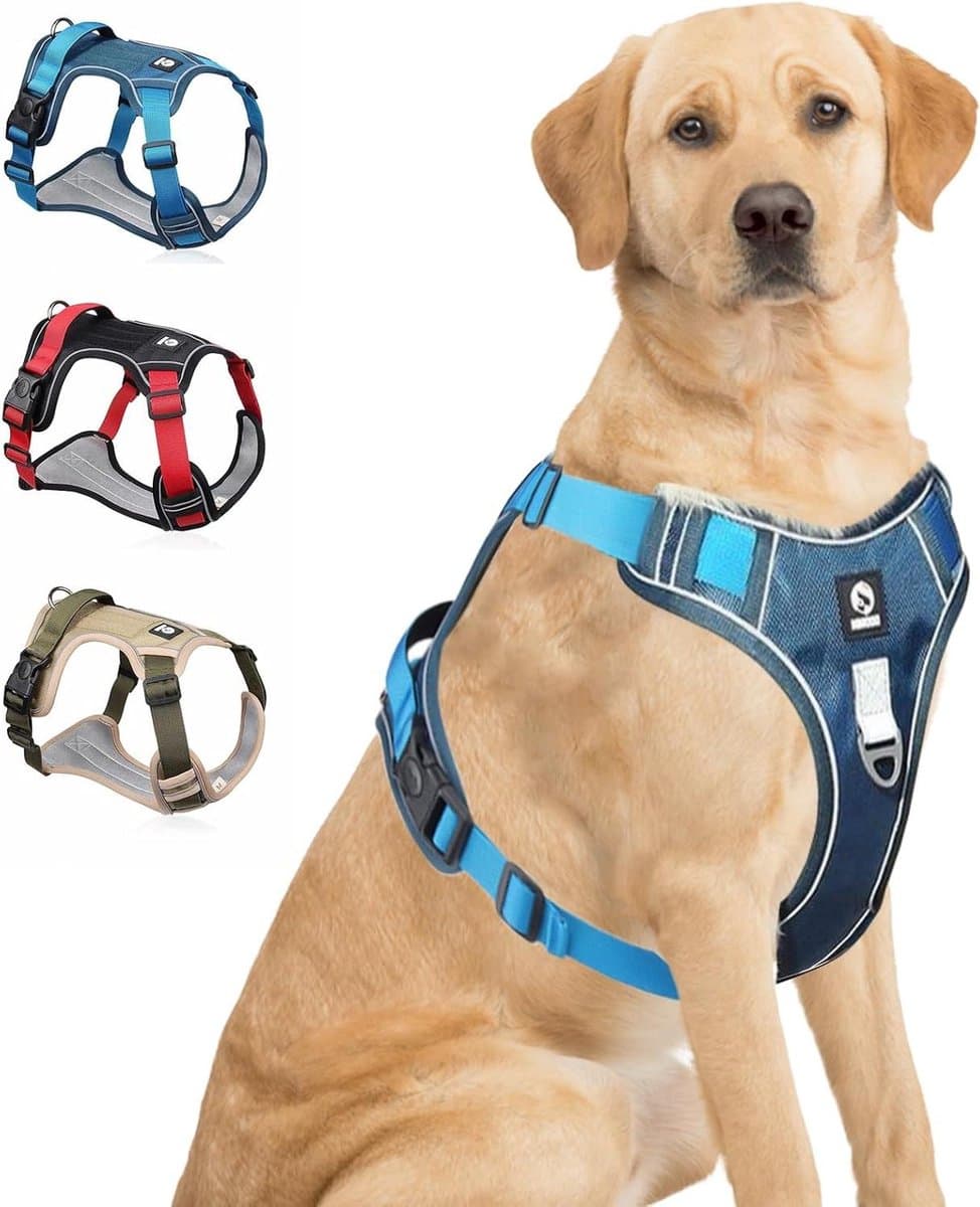 Hondenharnas - Honden tuigje - Veilig wandelen - Geen trek ontwerp - M (7.5-14 kg) - Blauw