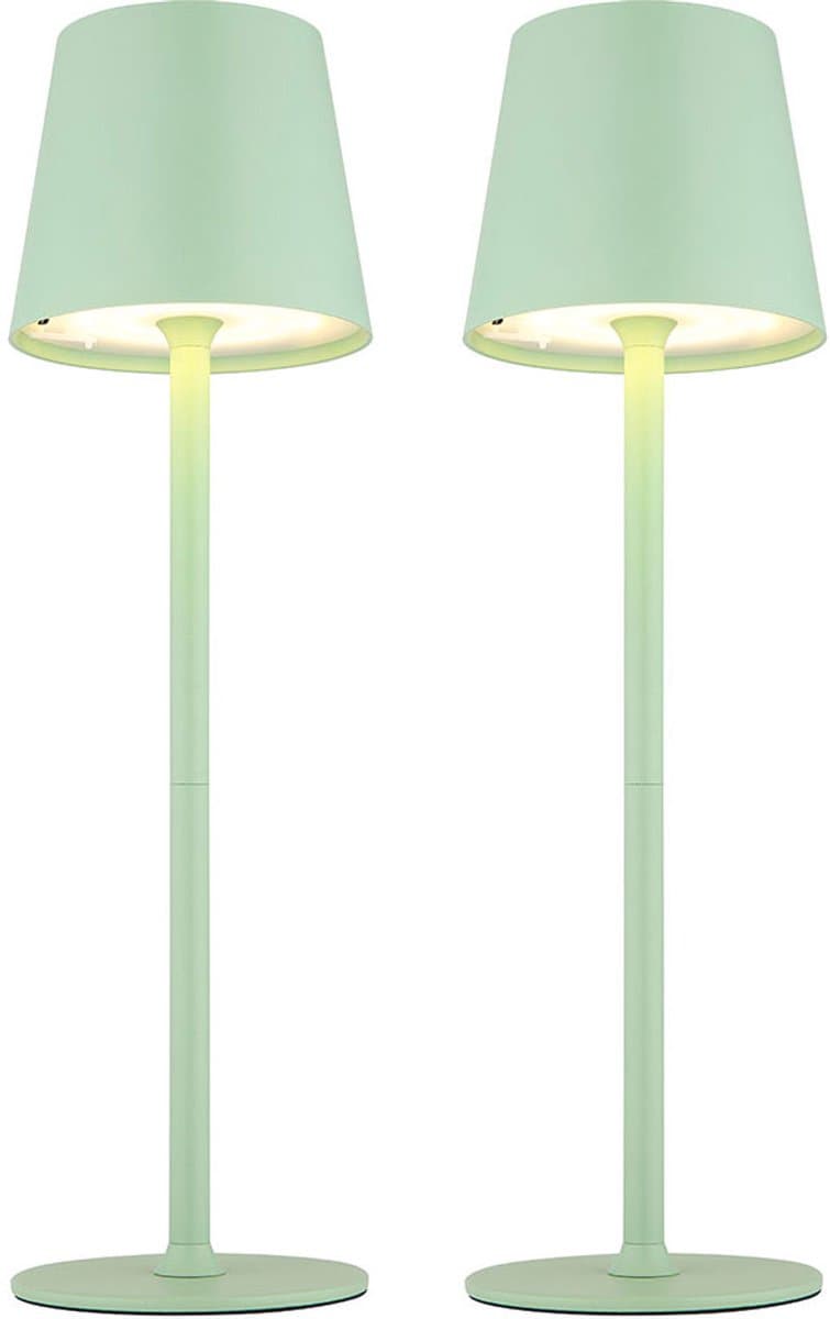 Tafellamp Tafellamp Buitenlamp Tuinlamp Patio lamp, metaal kunststof lichtgroen opaal, touchdimmer, LED 3W 130LM 3000K warm wit, set van 2
