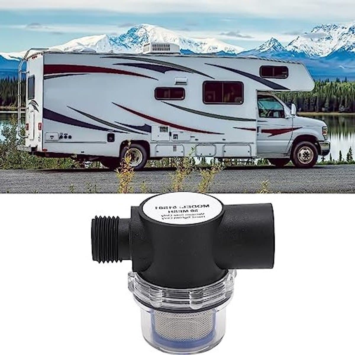 Inline Water Filter voor Waterpomp met 50 Mesh Scherm, Plastic Constructie en 1/2in-14 Draad voor Efficiënte Waterfiltratie