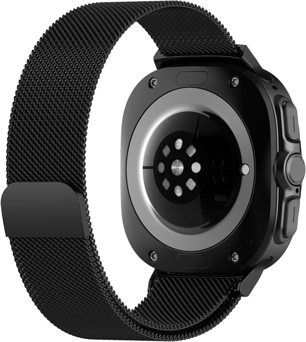 Stalen Milanese Armband voor 47 mm Smartwatch, Magnetische Sluiting, Zwart, Geschikt voor Galaxy Watch Ultra en Andere Modellen