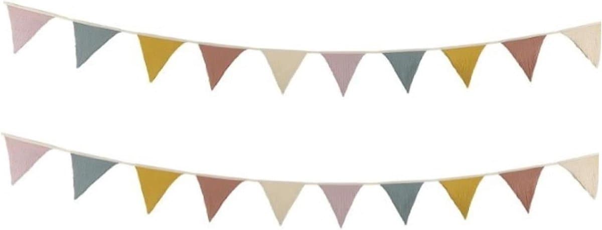 Vlaggenbanner - Slinger Vlaggetjes - Feestelijke Decoratie - Herbruikbaar Katoen - 2 Touwen 2.5m - Kleurrijk