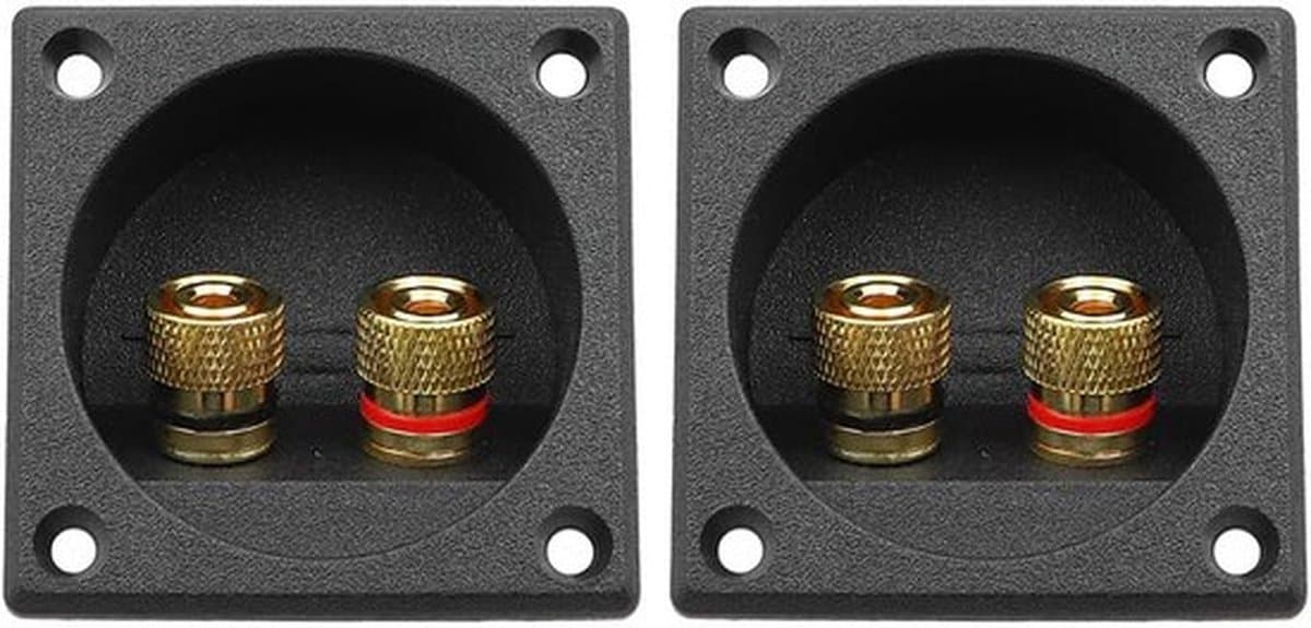 2 Stuks Vierkante 2 Weg Speaker Box Terminal Cup, Speaker Junction Box met Banana Connector voor DIY Auto Radio Speaker