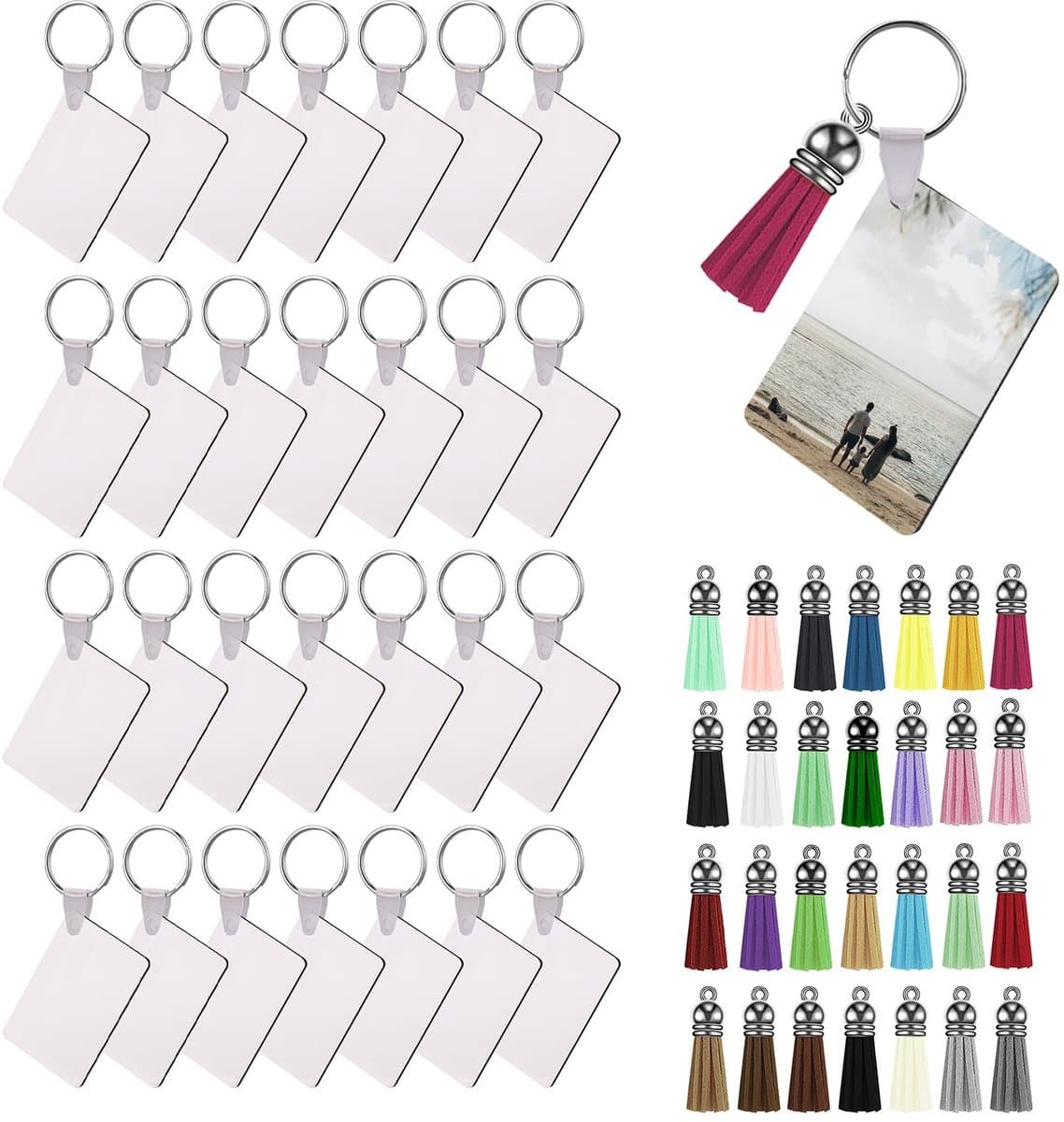 Lege Sleutelhanger - Sleutelhangers Maken - Creatief - Kwastjes - DIY Sleutelhanger - Handig voor Hobbyisten - Rechthoekig