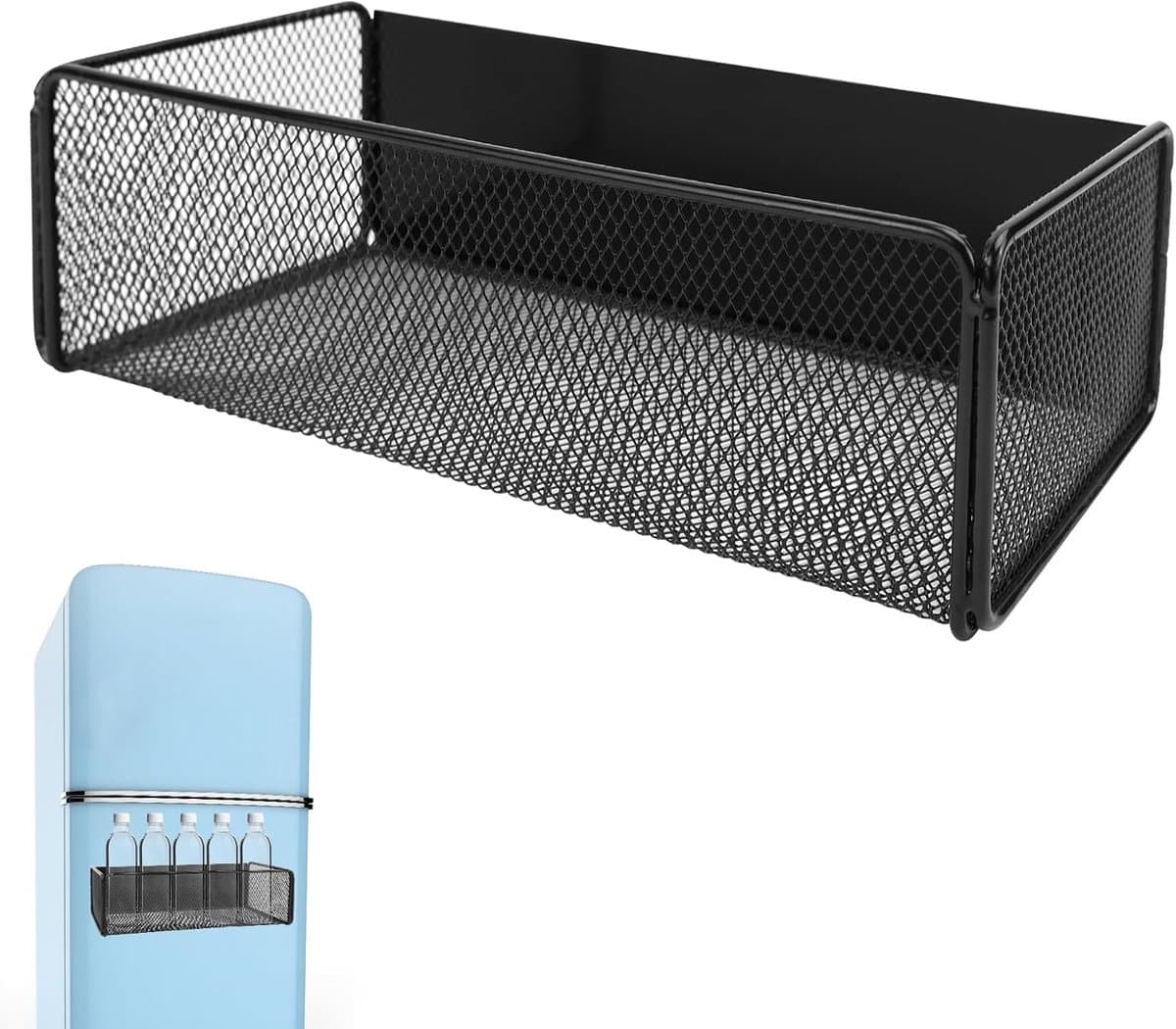 Magnetisch Kruidenrek, hangend, zonder boren, voor koelkast, magneetplank, hangrek keuken, zwart