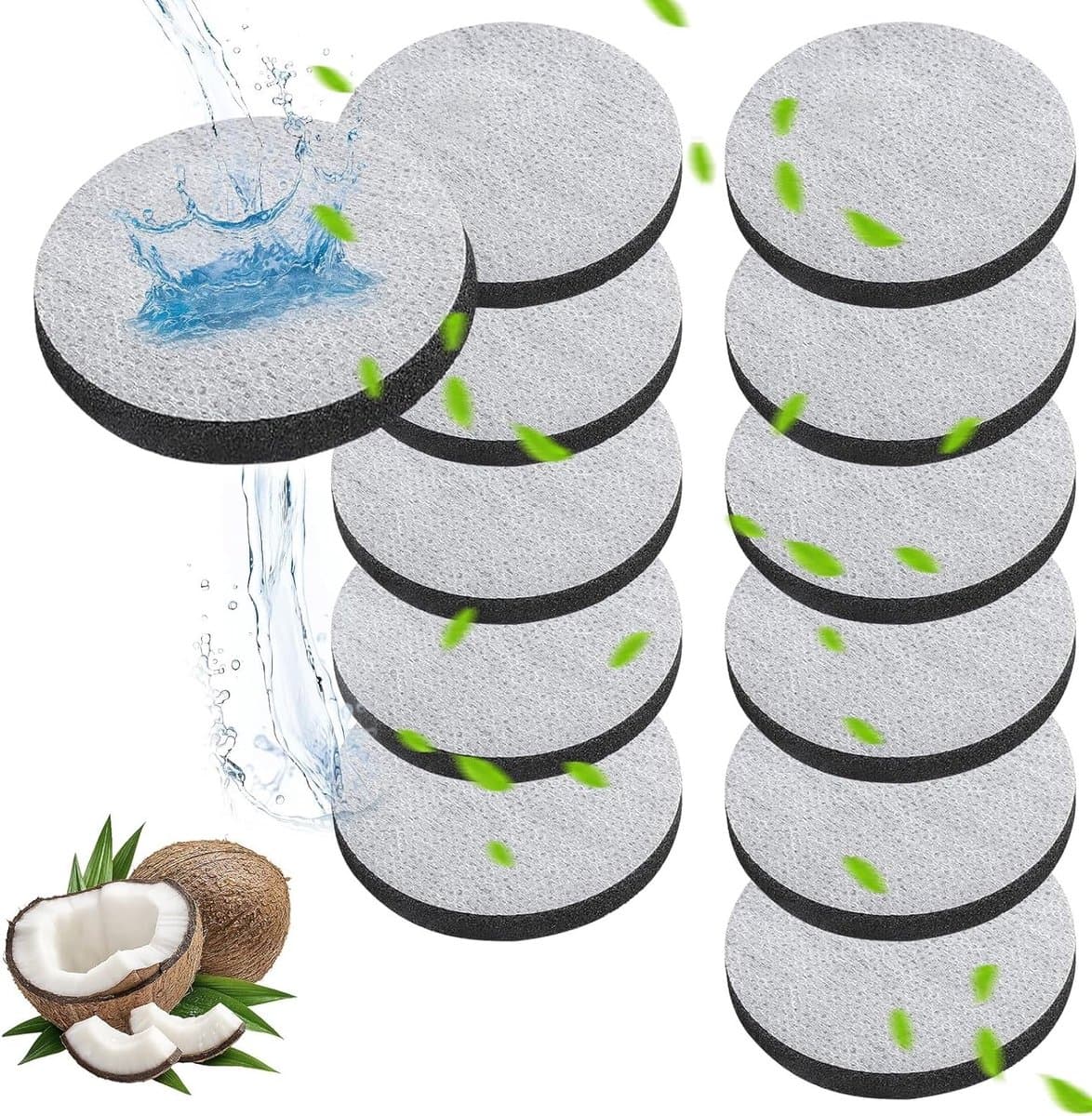 Set van 12 Actieve Kool Waterfiltertabletten voor Flessen - Vermindert PFAS, Chloor en Micropartikels met Fijne Filtratie van 3 µm