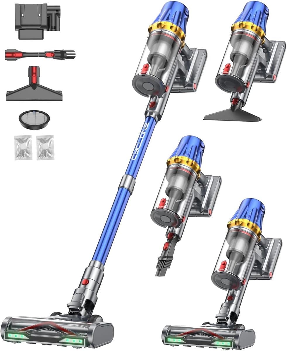 Draadloze Steelstofzuiger - Krachtige Zuiger - Huis Reinigen - 90 Min Werktijd - 58KPa Zuigkracht - Blauw