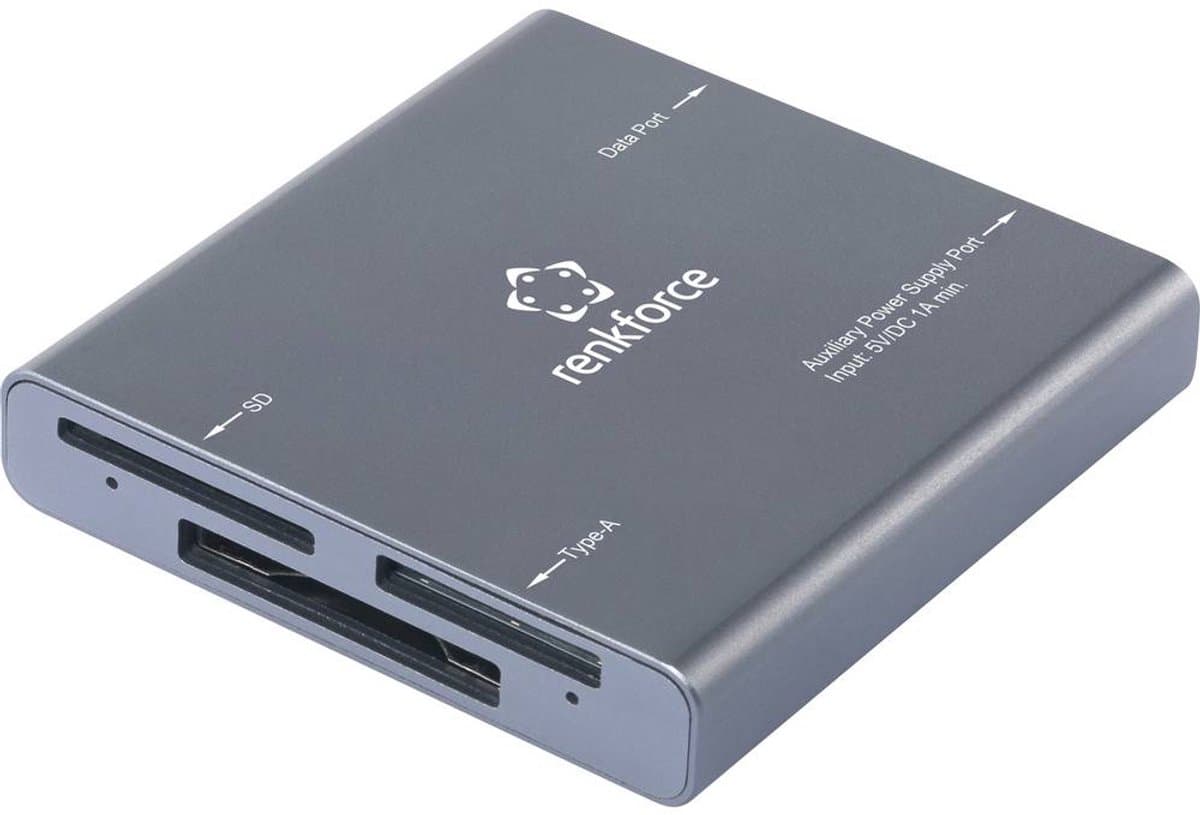 Renkforce RF-CR-700 Externe geheugenkaartlezer USB-C 3.2 Gen 2 Grijs