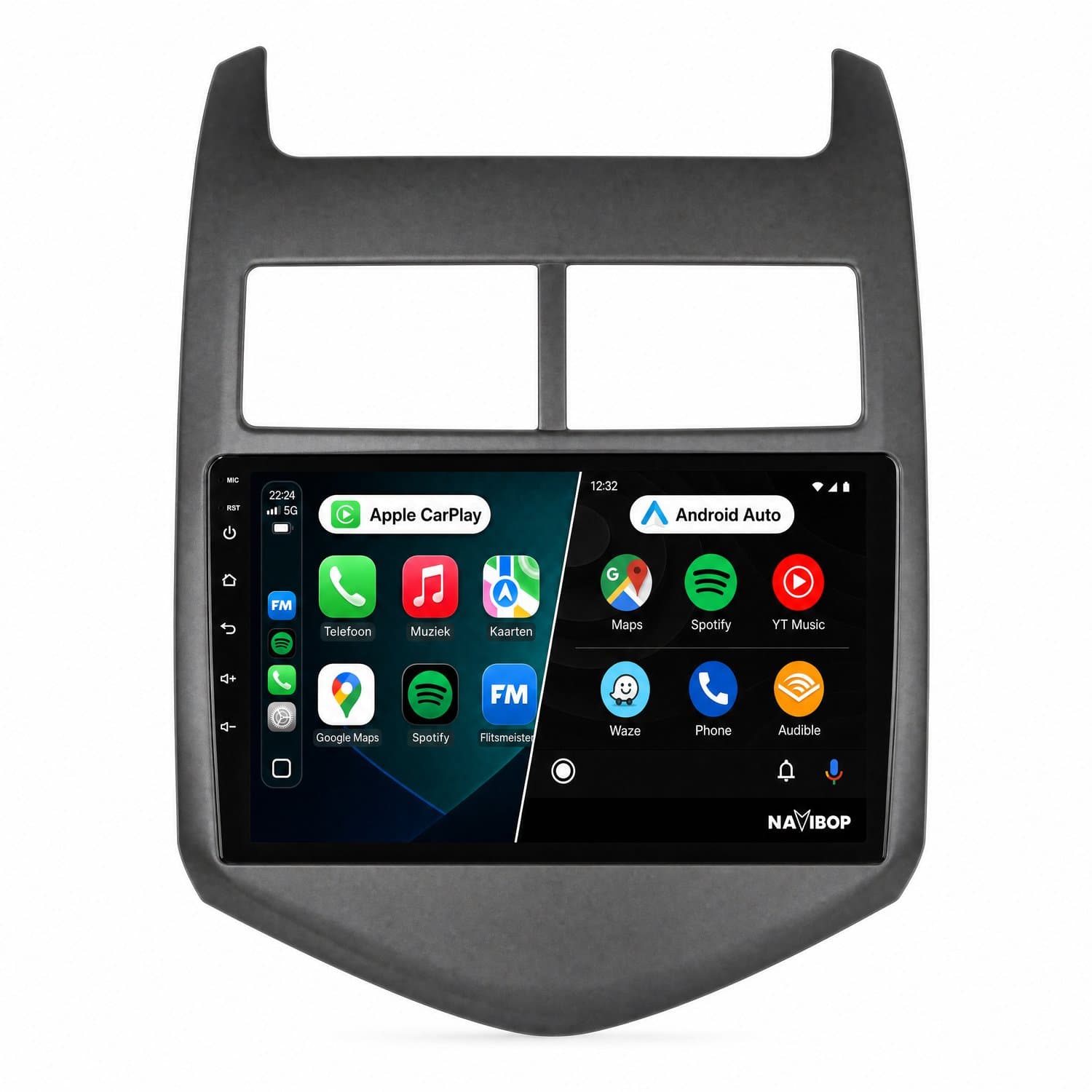 Navibop Autoradio geschikt voor Chevrolet Aveo 2011 t/m 2015 - Draadloos Apple CarPlay & Android Auto - 9 inch touchscreen - Android 15 - 4GB/64GB - Navigatie - Bluetooth - DAB+ ready - 2 din - 2011 2012 2013 2014 2015