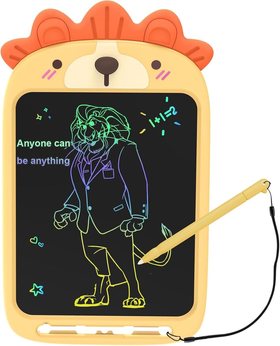 1 stuk - Tekentablet - 10-inch LCD-schrijftablet - Uitwisbaar tekenbord - Schattig leeuwontwerp - Voor leeftijd 2-6 jaar - Verjaardagscadeau - Gele leeuw