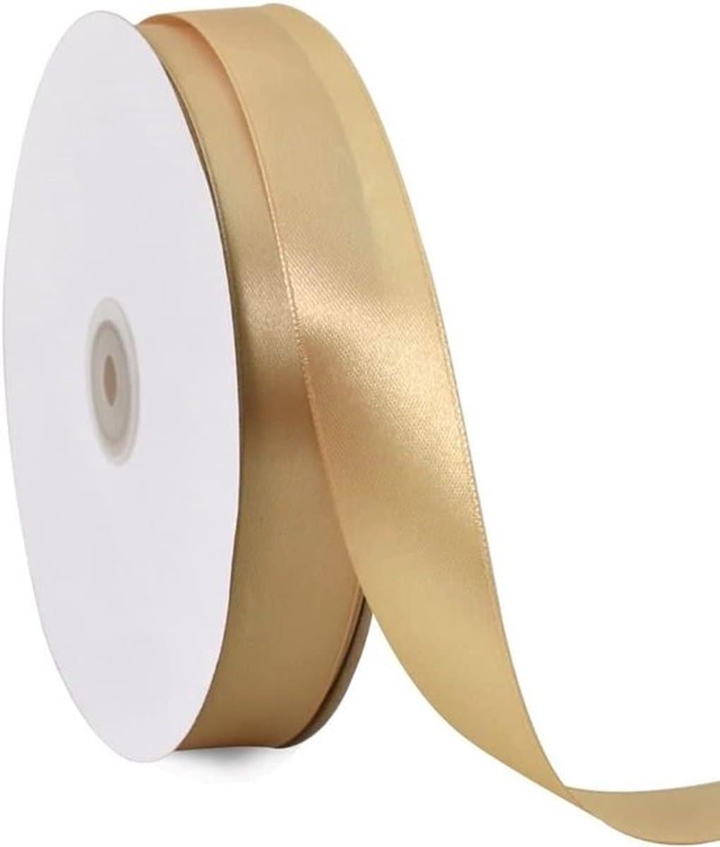 Satijnen lint - Stoffen lintrol - Cadeau verpakken - Enkelzijdig glanzend - 10 mm x 91 m - Goud