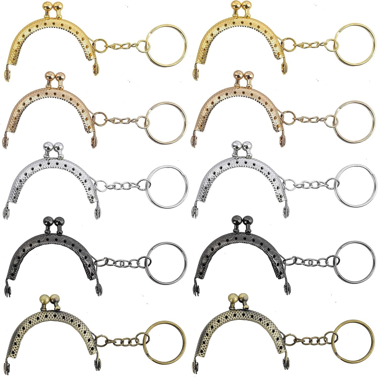 10x Portemonnee Sluiting Metaal - Retro Klink - Portemonnee Frame met Sleutelring