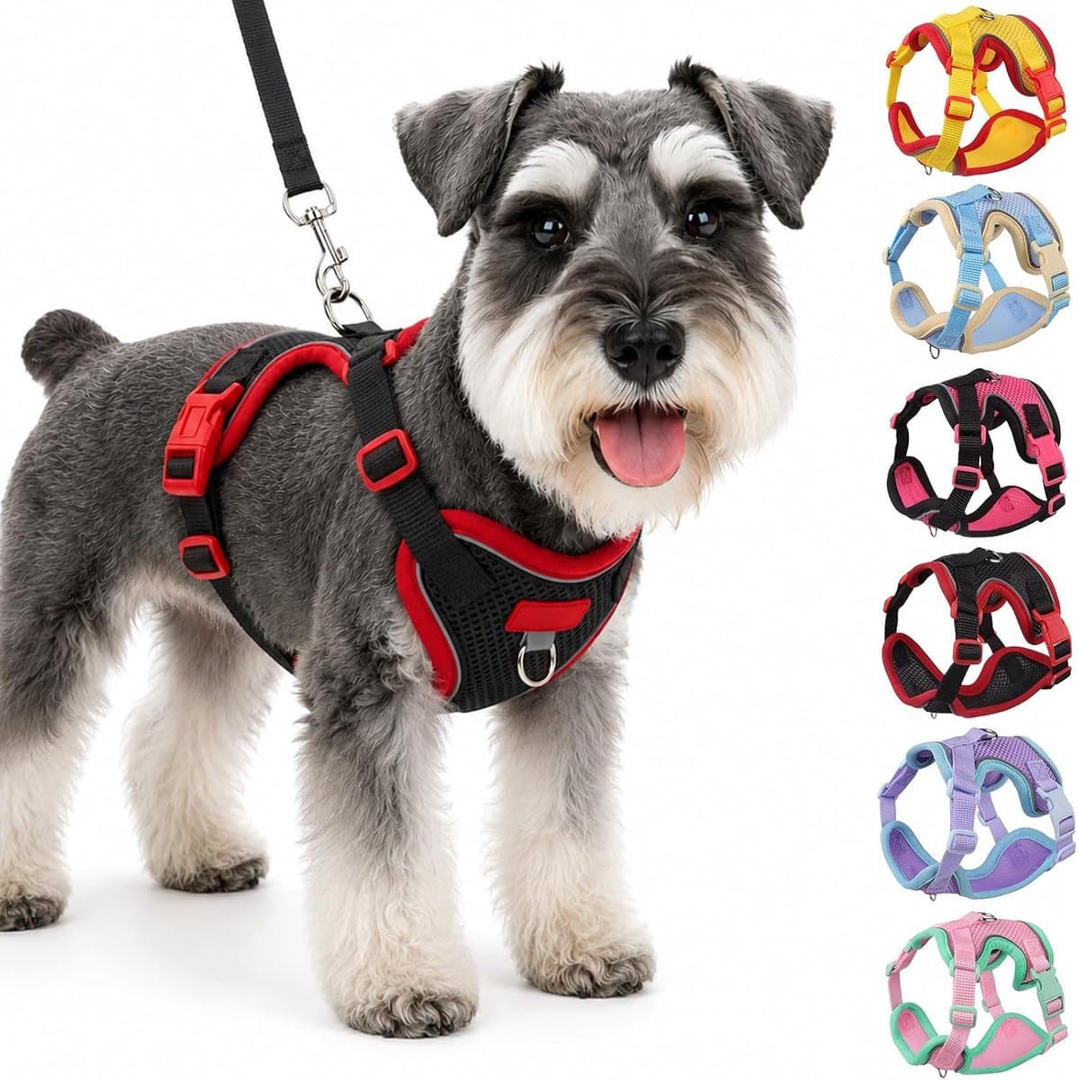 Dog Harness and Dog Leash Set, Adjustable Reflective Puppy Harness for Dogs, Soft Mesh, Breathable Chest Harness Dog - ShopVlot