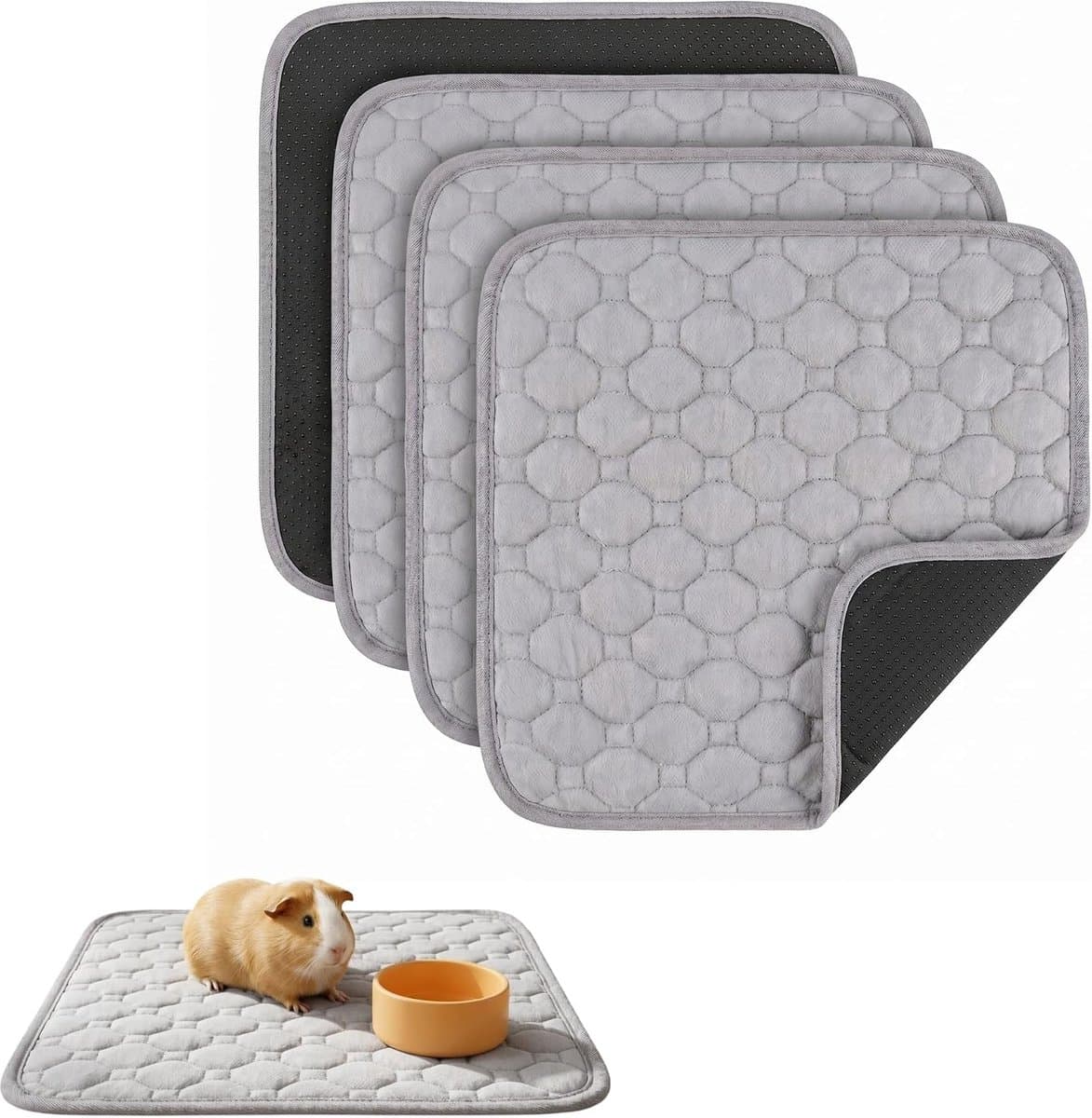 Pipipads cavia's, 4 stuks super absorberende PIPI onderleggers, 30 x 30 cm, wasbare kleine dierenmatten voor konijnen - ShopVlot
