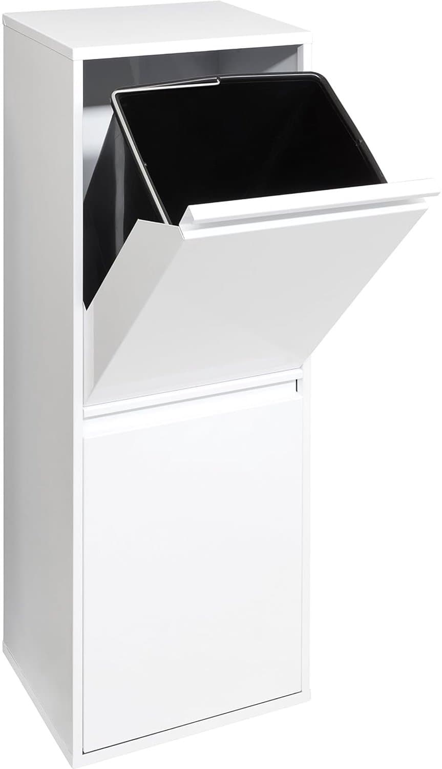 Zivano Prullenbak 2 Vakken - Prullenbak - Vuilnisbak - Wit - 25cm x 31cm x 91cm