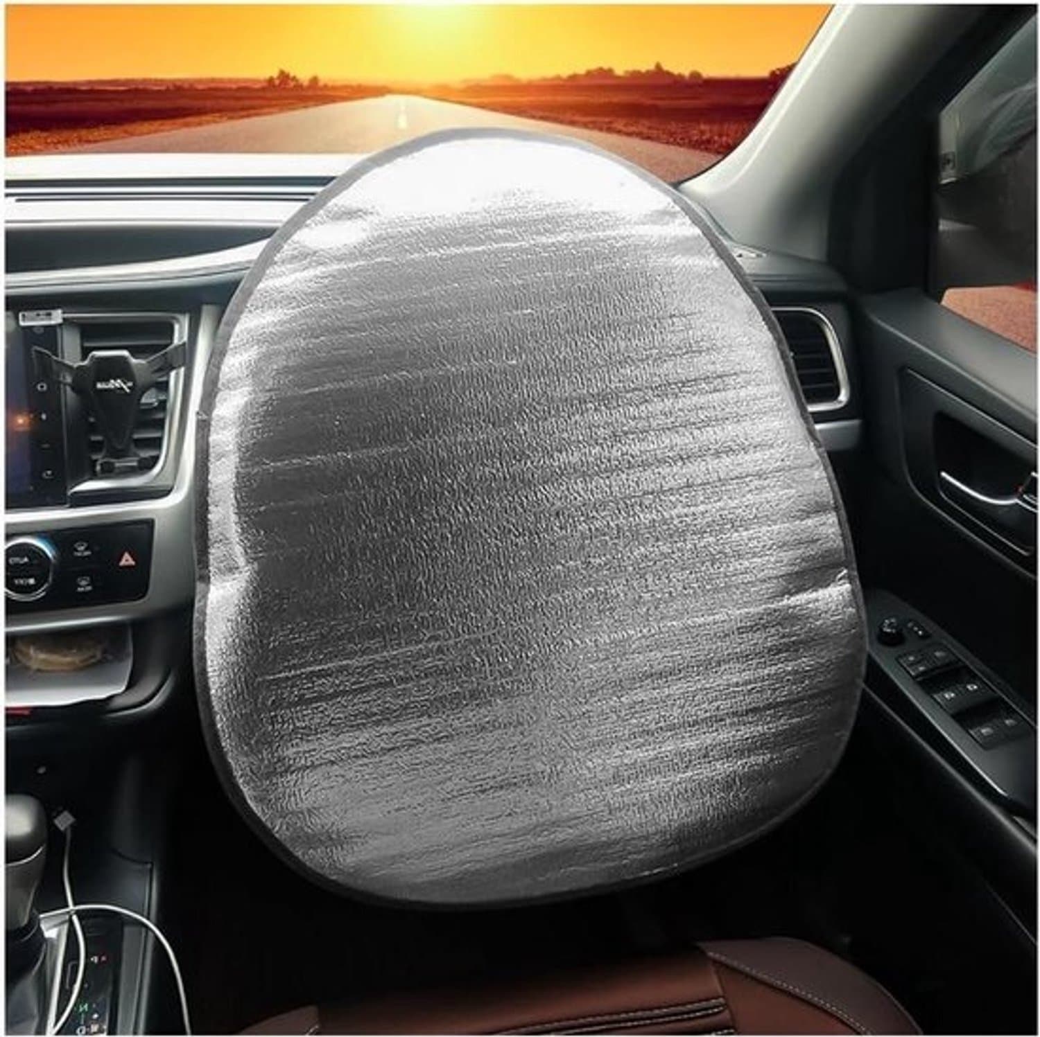 Stuurhoes auto - Zonwerende stuurwielhoes - Bescherming voor het stuur - Isolerend schuimmateriaal - 50 x 44 cm - Zilver