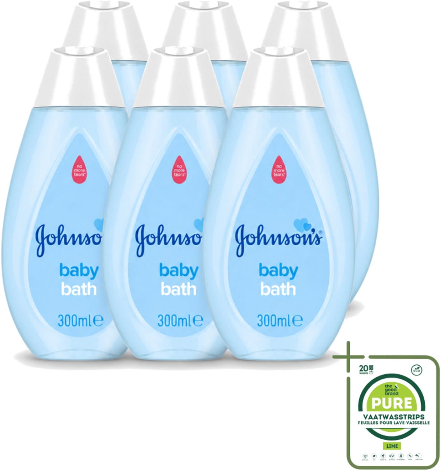 6 x Johnson's - Baby Bath - Puur & Zacht - 300 ml - Grootverpakking - Vaatwasstrips - Babybad - Babyzeep - Zachte Badzeep - Gevoelige Huid - Babyhuid