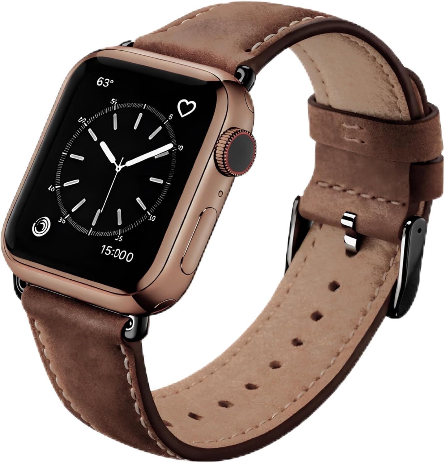 Leren Horlogeband voor Apple Watch 42 mm 44 mm 45 mm 49 mm - Echte Leren Armband voor Series 10 9 8 7 6 5 4 3 2 1 SE - Retro Stijl, Duurzaam en Comfortabel voor Mannen en Vrouwen